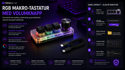 RGB Makrotastatur med Volumknapp – Gaming og Streaming