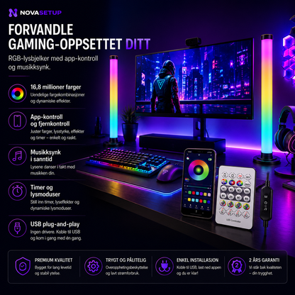 RGB Lysbjelker for Gaming Setup – Smart App-kontroll