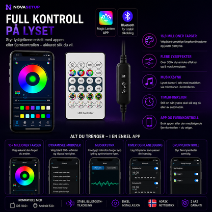 RGB Lysbjelker for Gaming Setup – Smart App-kontroll