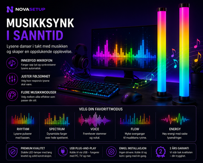 RGB Lysbjelker for Gaming Setup – Smart App-kontroll