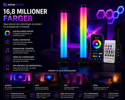 RGB Lysbjelker for Gaming Setup – Smart App-kontroll