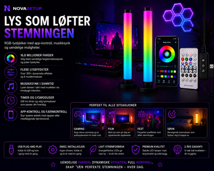RGB Lysbjelker for Gaming Setup – Smart App-kontroll