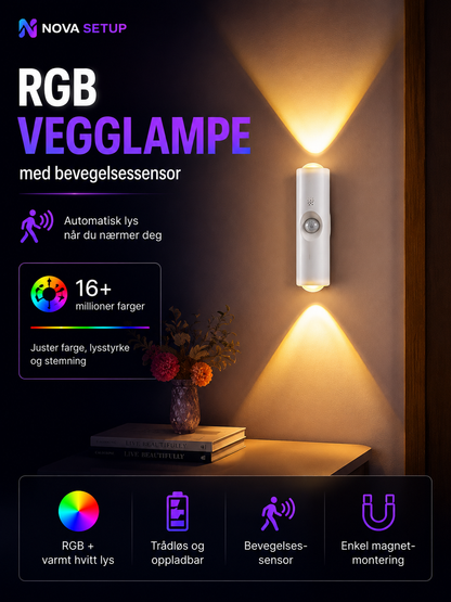 RGB Vegglampe med bevegelsessensor – Trådløs