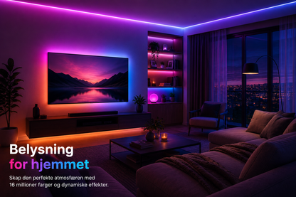 5M RGB LED-lyslist – Bluetooth og Musikksync