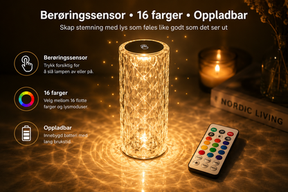 Crystal RGB Diamantlampe med Touch-kontroll