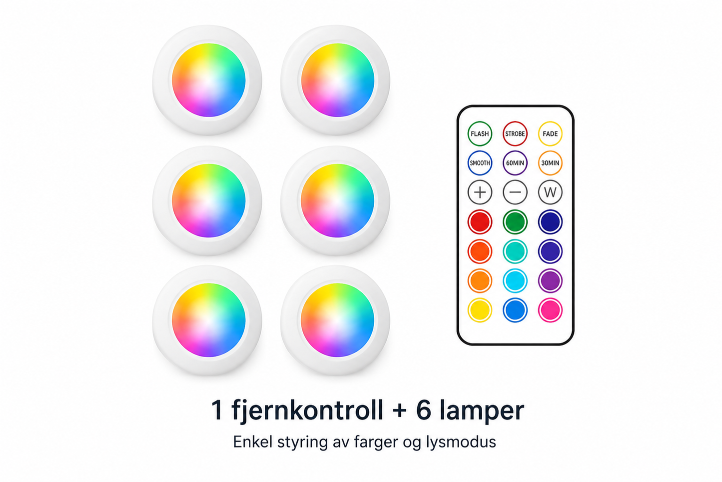 RGB Skaplyspakke 6-pack med fjernkontroll – Trådløs