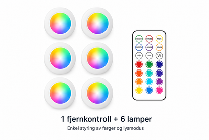 RGB Skaplyspakke 6-pack med fjernkontroll – Trådløs