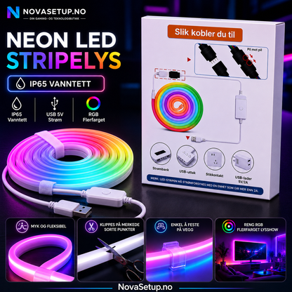 3M RGB LED-lyslist – Gaming & Skrivebord