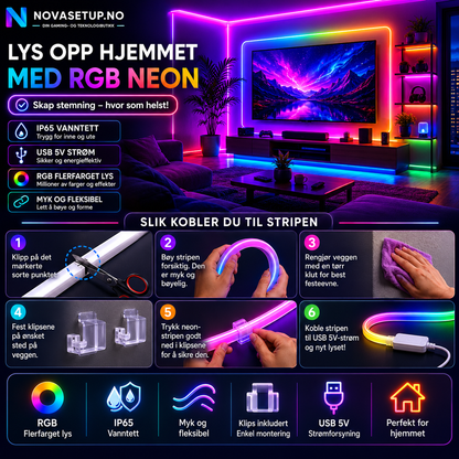 3M RGB LED-lyslist – Gaming & Skrivebord