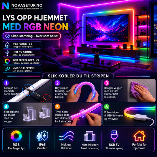 3M RGB LED-lyslist – Gaming & Skrivebord