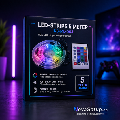 5M RGB LED-lyslist – Bluetooth og Musikksync