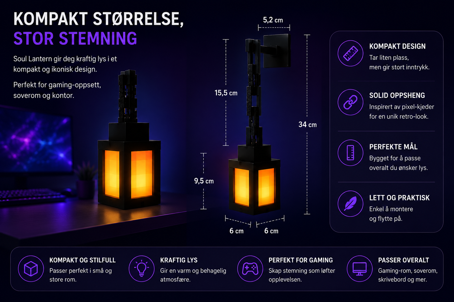 RGB Pixel Lanterne – Retro Gaming Dekorlampe