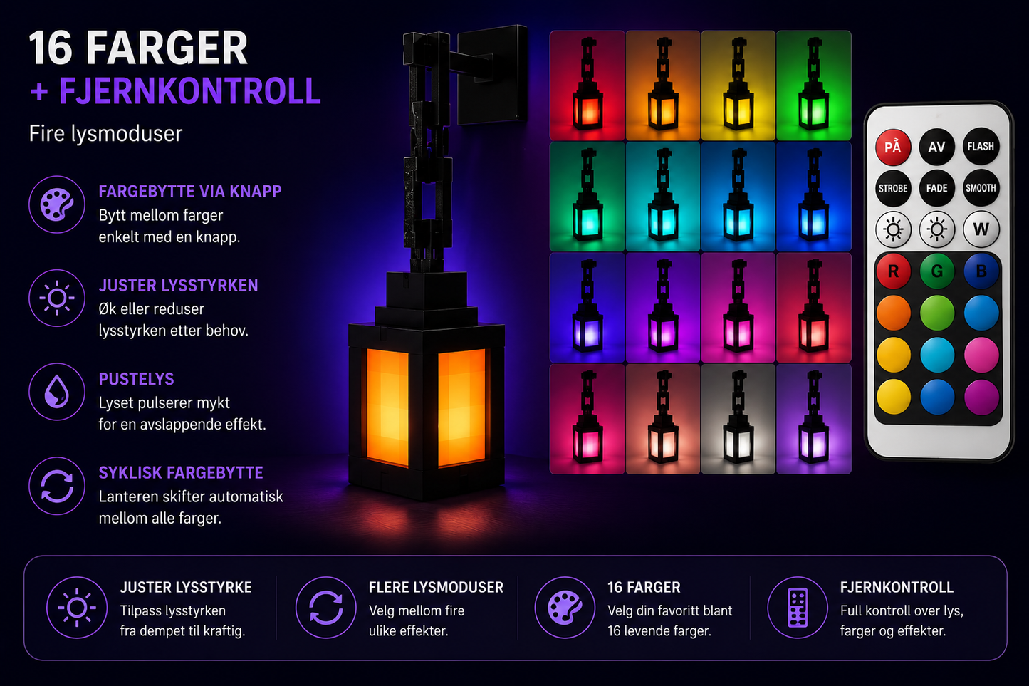 RGB Pixel Lanterne – Retro Gaming Dekorlampe