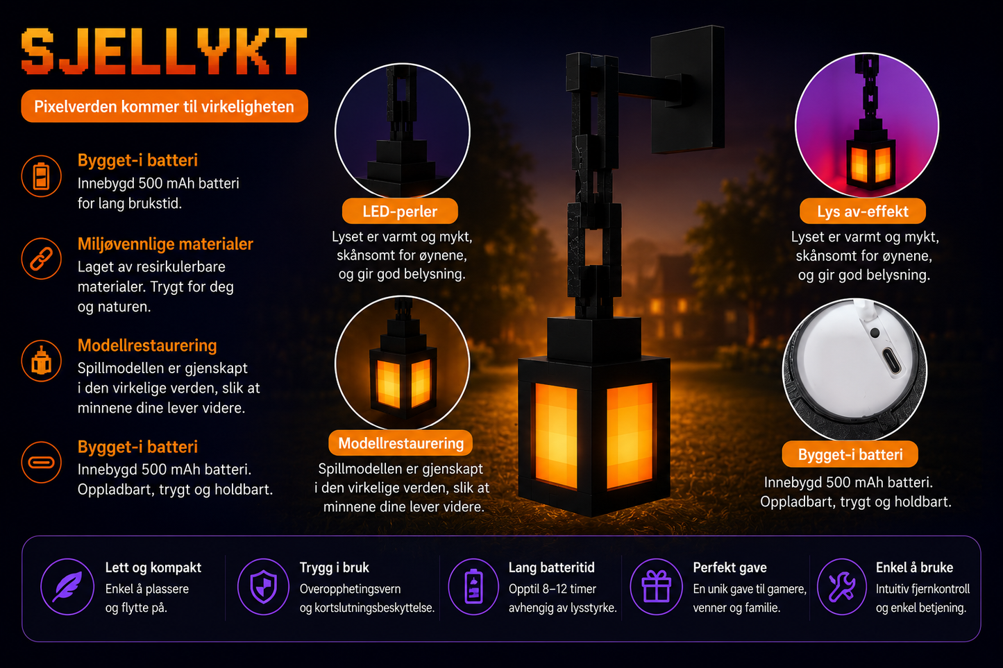 RGB Pixel Lanterne – Retro Gaming Dekorlampe