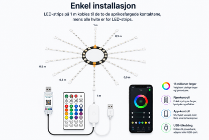 RGB Fyrverkslampe med Bluetooth og Musikksync