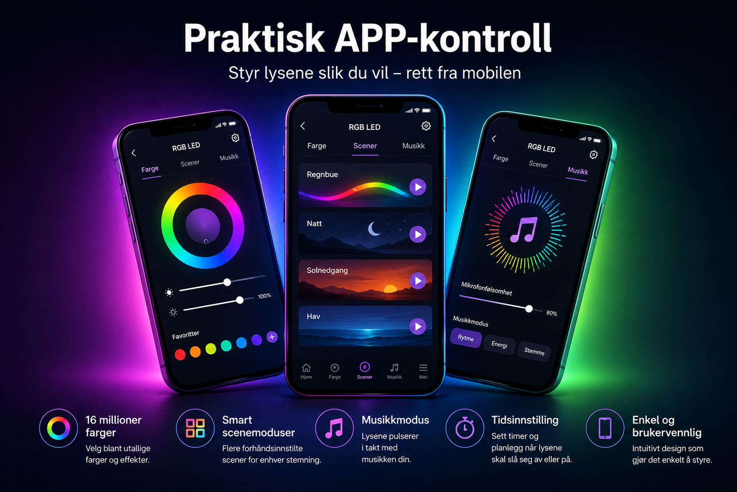 RGB Fyrverkslampe med Bluetooth og Musikksync