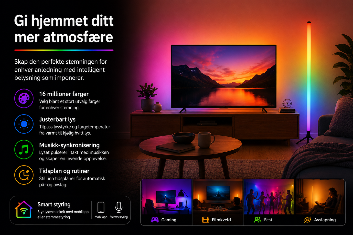 RGB Lysbar – Moderne Gaming-skrivebord