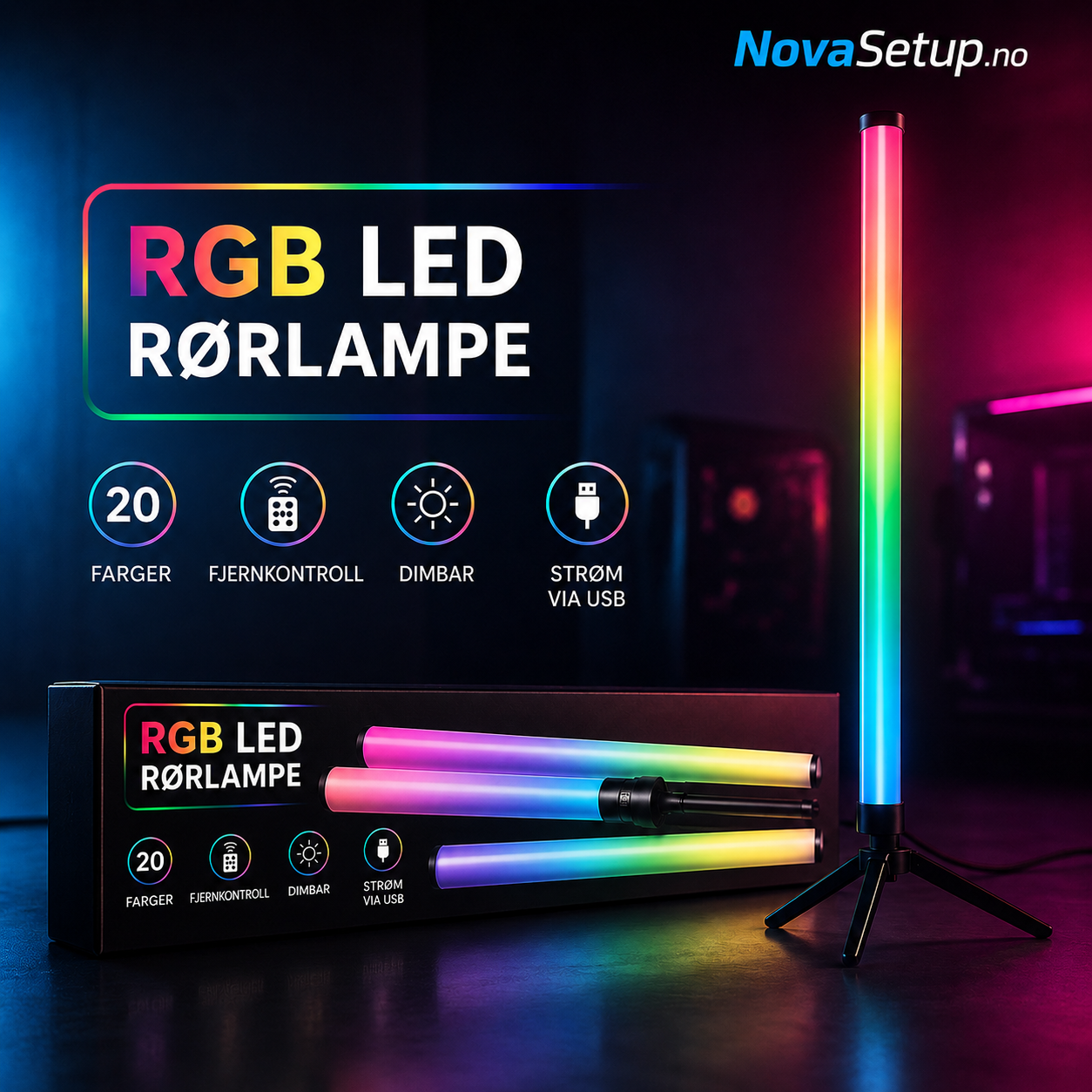 RGB Lysbar – Moderne Gaming-skrivebord